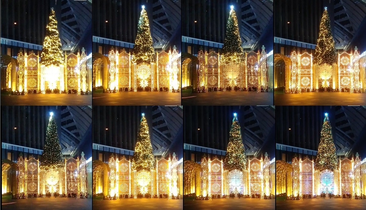 建物の外からクリスマスツリーを見る2023新宿住友ビル三角広場03