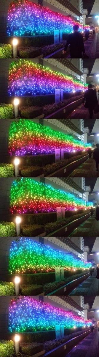 建物の外からクリスマスツリーを見る2023新宿サザンテラス・小田急サザンタワー02