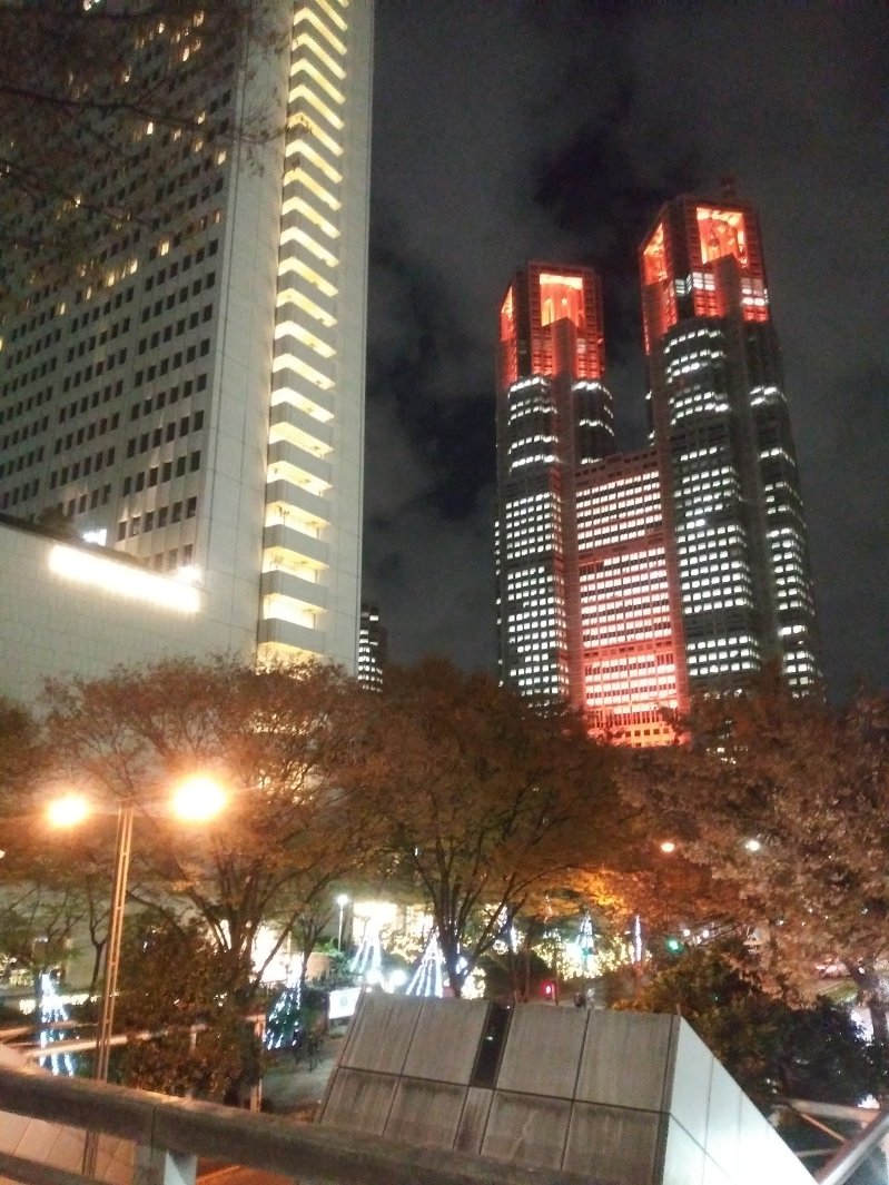 建物の外からクリスマスツリーを見る2023京王プラザホテル01