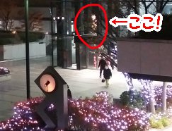 建物の外からクリスマスツリーを見る2023新宿三井ビルディング02