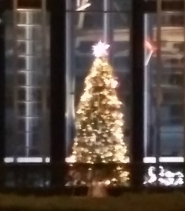 建物の外からクリスマスツリーを見る2023新宿住友ビル三角広場05
