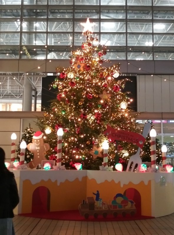 建物の外からクリスマスツリーを見る2023たまプラーザテラス02