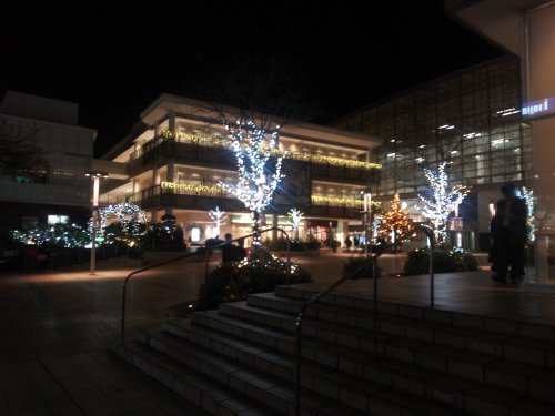 建物の外からクリスマスツリーを見る2023たまプラーザテラス03