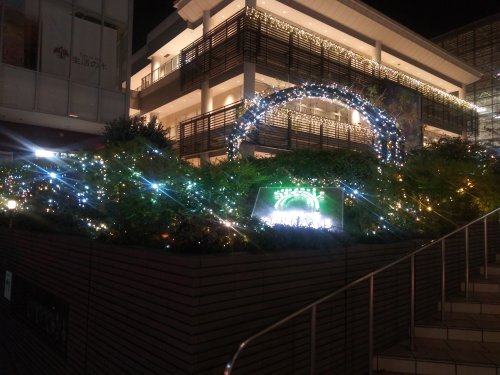 建物の外からクリスマスツリーを見る2023たまプラーザテラス05