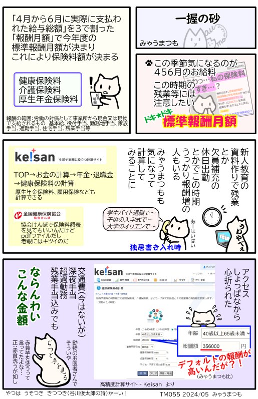 4月5月6月の給与と標準報酬月額と社会保険料 - みゃうまつもは穏やかに