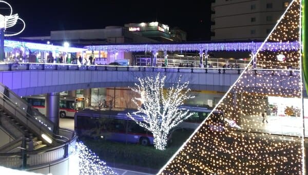 キラリデッキ　ライトアップされたデッキとバスターミナル(#26)　天体戦士サンレッド聖地写真1