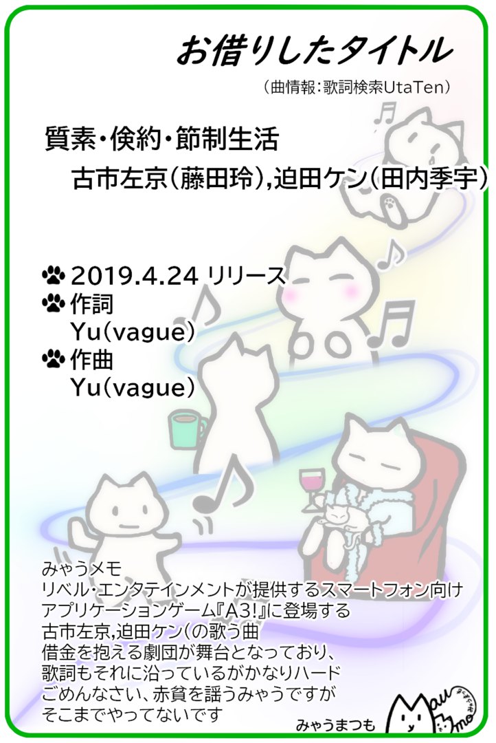 タイトルに使用した楽曲情報