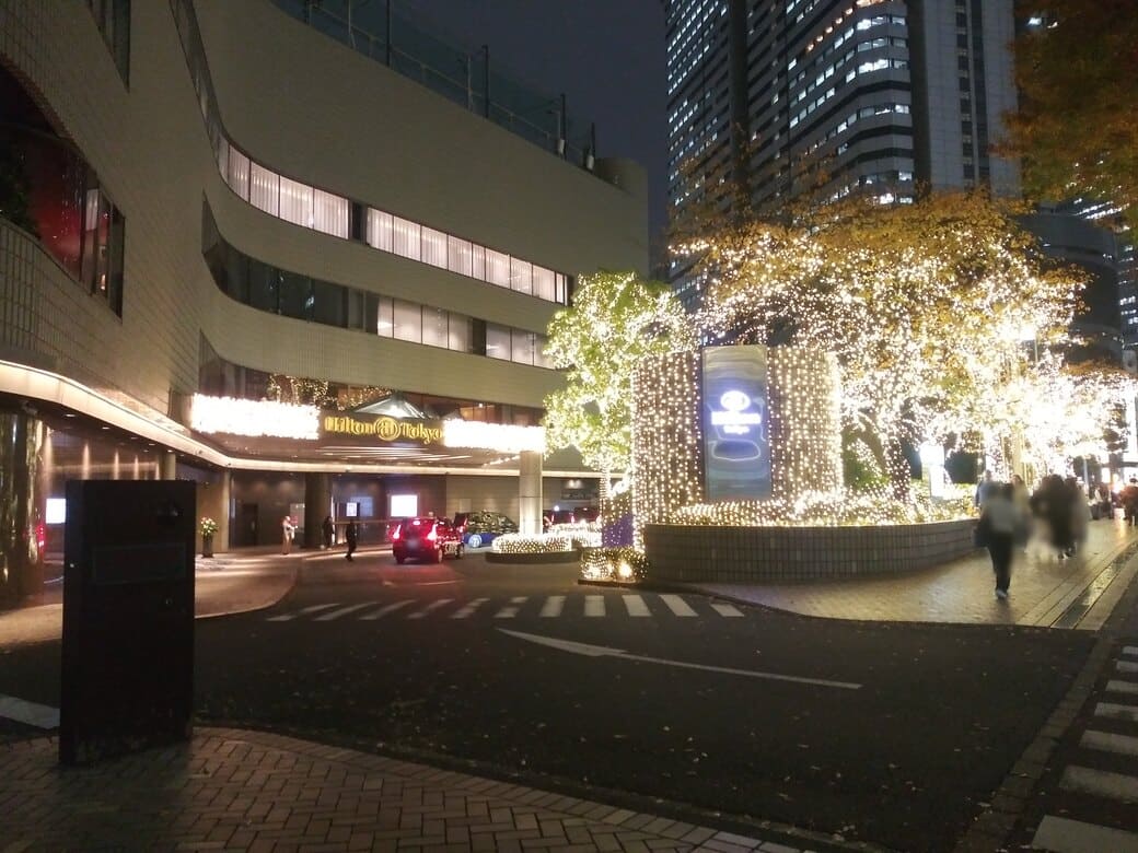 西新宿6_ヒルトン東京(新宿国際ビルディング　ヒルトン東京の入口とタクシーローターリーの手前から
