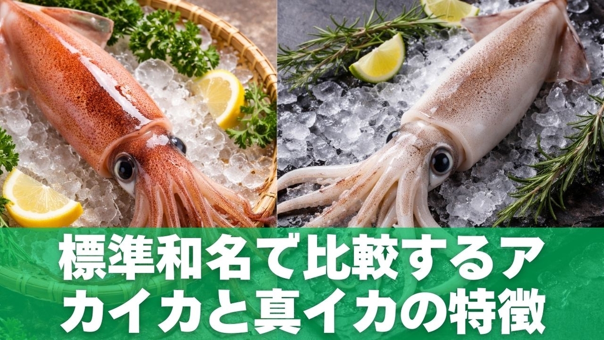 標準和名で比較するアカイカと真イカの特徴