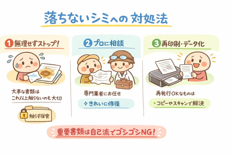時間が経過した紙の油染み