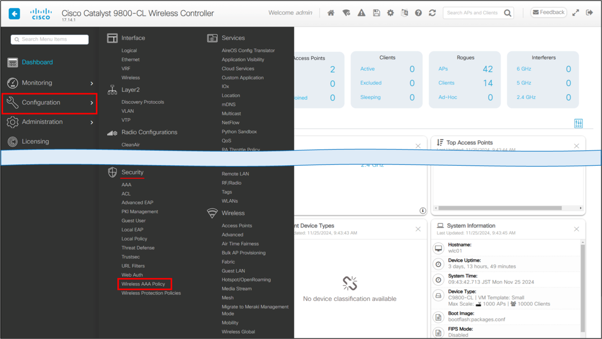 Catalyst 9800で認証サーバーにSSIDなどの情報を通知する - Wireless