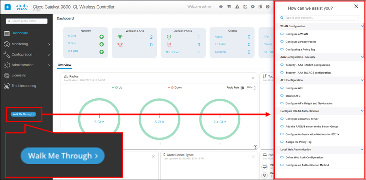 Catalyst 9800でWeb UIのWalk Me Throughを非表示にする方法 - My Home NW Lab