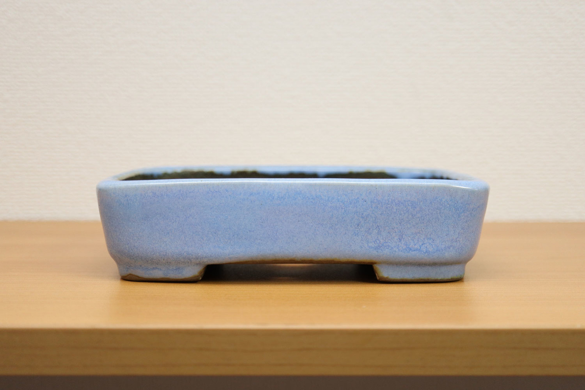 石井盆栽】相羽鴻陽作 均釉 長方鉢 盆栽鉢 p-103(山型落款が 石井盆栽】相羽鴻陽作 均釉 長方鉢 盆栽鉢 p-103(山型落款が