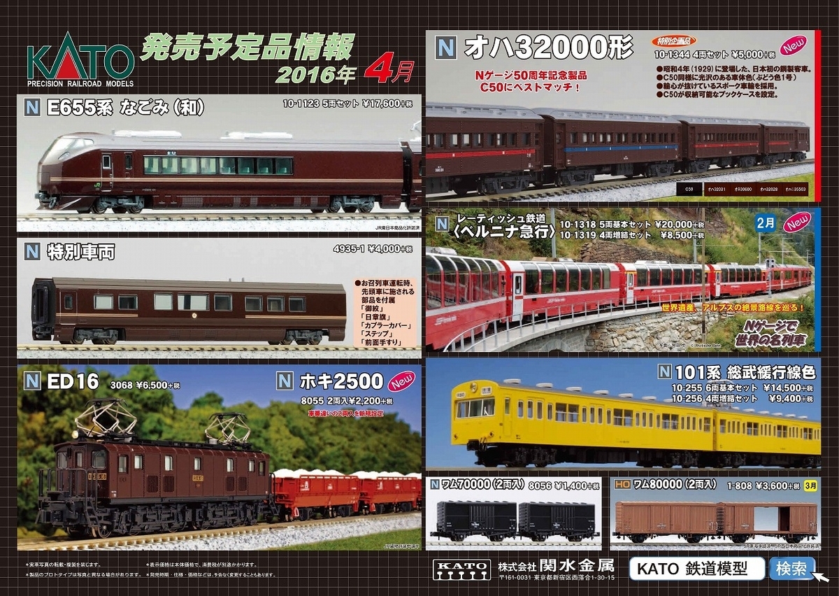 KATO生産予定表 2024年1月 レーティッシュ鉄道 アレグラ 3506編成