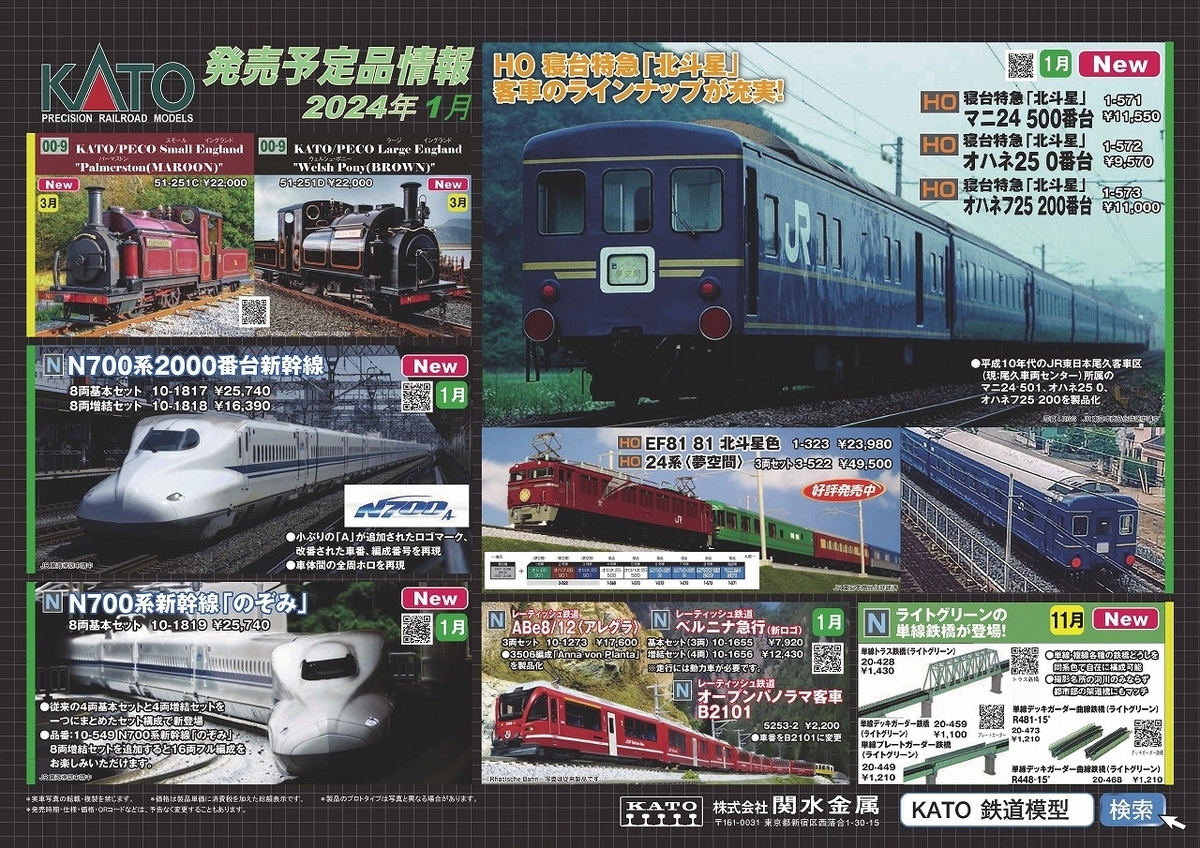 KATO生産予定表 2024年1月 レーティッシュ鉄道 アレグラ 3506編成