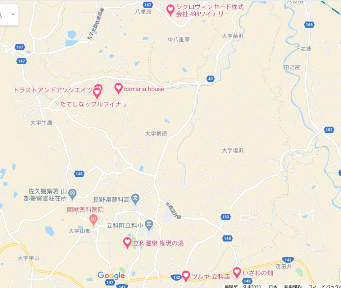 千曲川ワインバレー左岸の地図