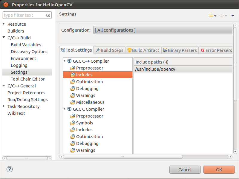 Opencvの開発環境を構築する Ubuntu Eclipse 長メモ短メモ