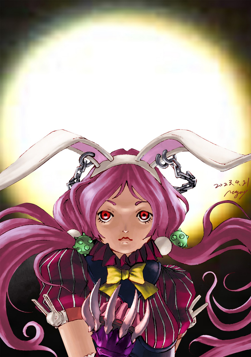 【イラスト投稿】cute rabbit killer 満月を背に殺意を光らせるウサギ - 奈画山の雑記