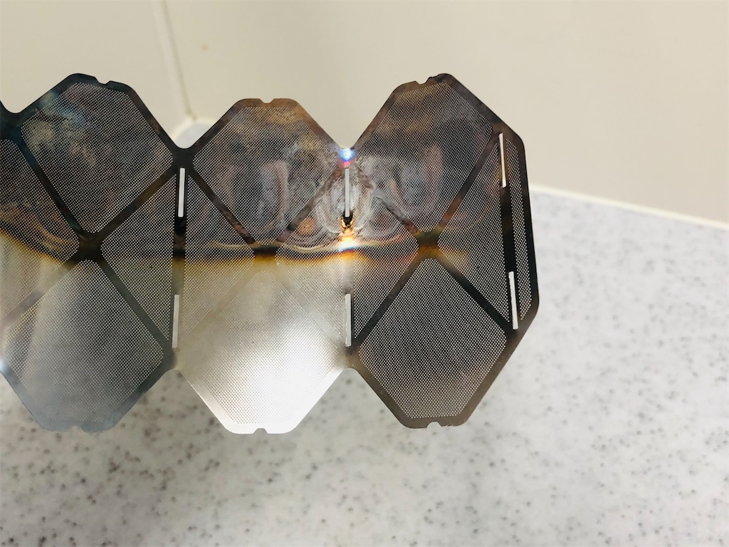 極薄な風防兼五徳 ミュニークのX-MESH STOVE LargeとSmallの使用
