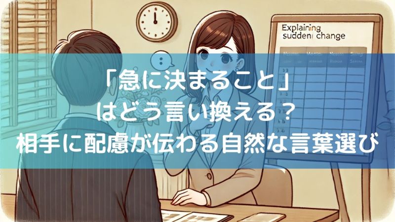 「急に決まること」はどう言い換える？相手に配慮が伝わる自然な言葉選び - 楽しくてためになる暮らしのブログ