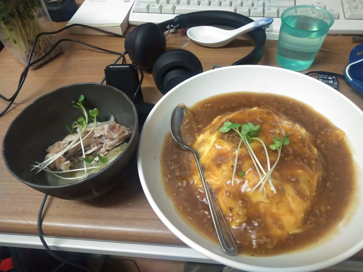 天津飯、鶏肉と白菜の中華煮