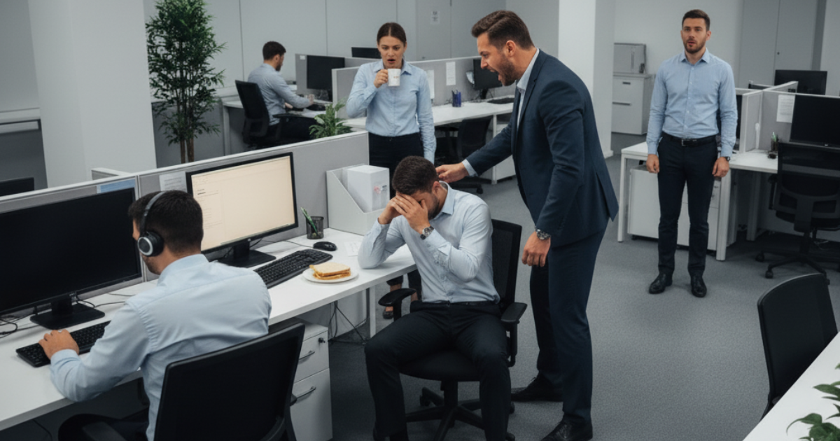 ハラスメントの現場で判断が停止する様子