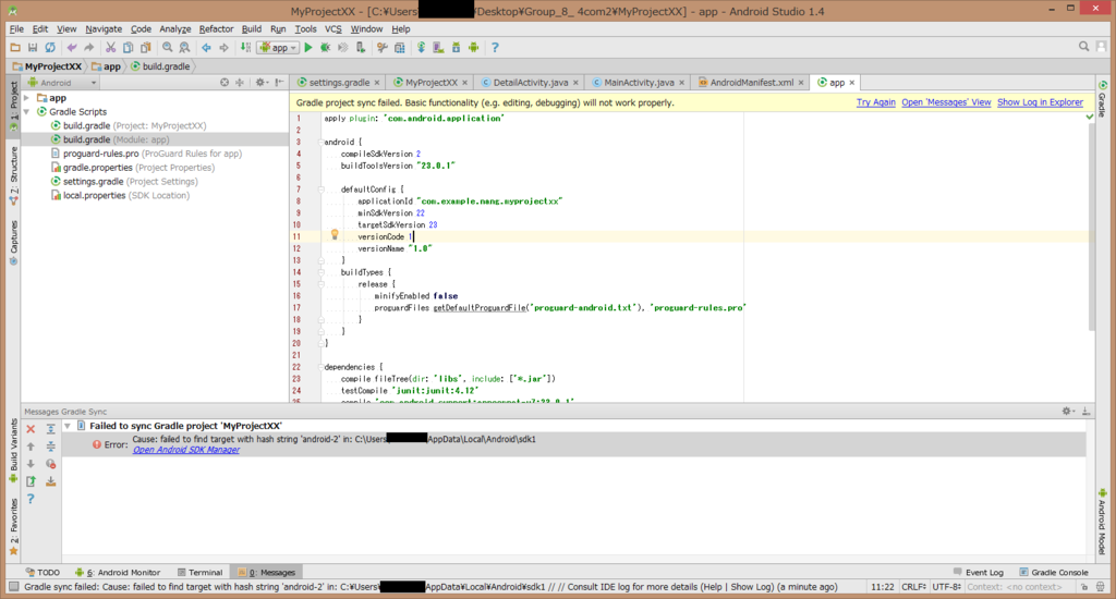 Android Error:Cause: failed to find target with hash string 'android-2 ...