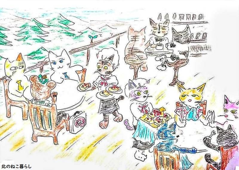 Juneイラスト　ねこ森町