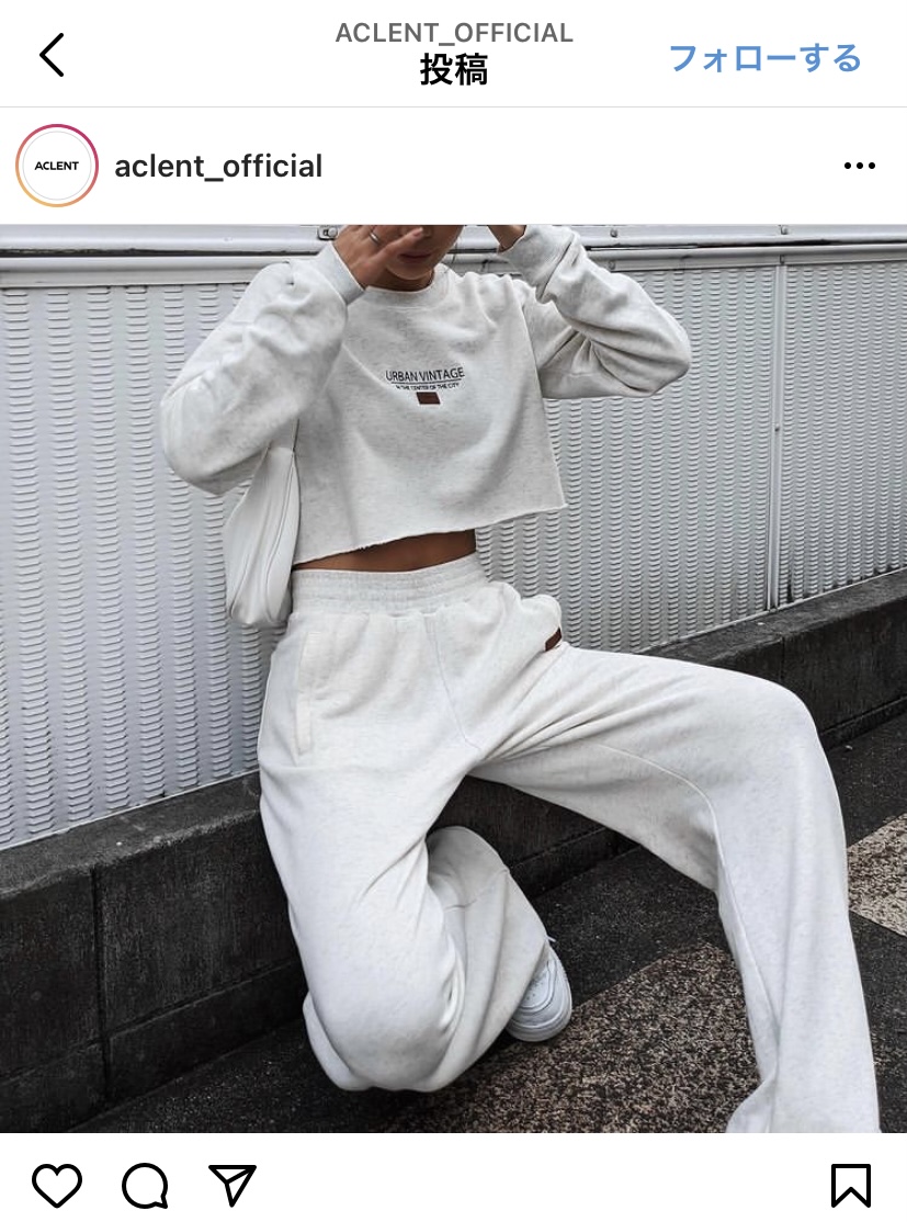 aclent スウェット セットアップ （カットオフワンショルダー