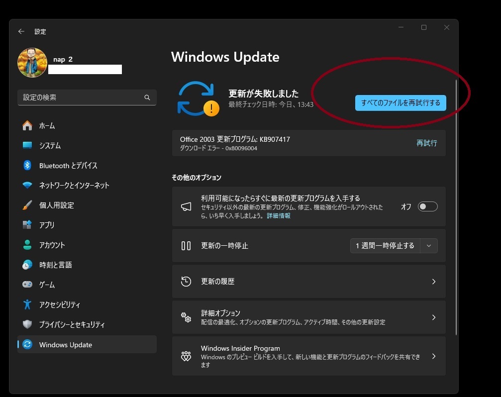 Windows UpdateエラーKB907417 - 気の向くままに