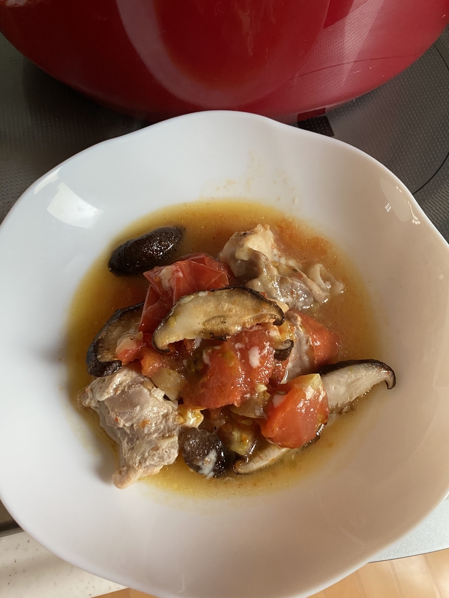 ヘルシオで作る夕ごはん トマトと鶏肉の無水スープ 今日も手抜きごはん