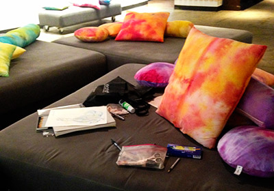 Large sofa in shared space