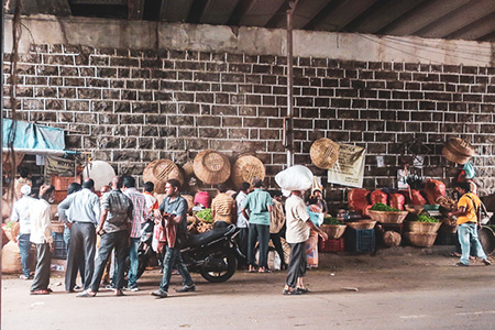 People who business under the overpass