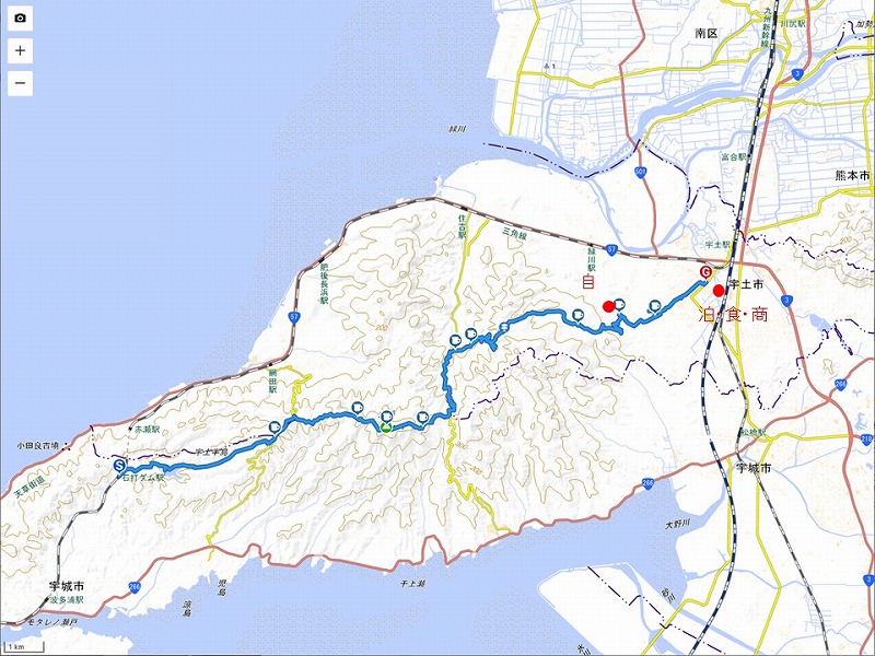 九州自然歩道 39日目 宇土半島をのんびり縦断 熊本県宇城市三角町石打ダム駅~宇土市本町 2020年8月8日 - 九州自然歩道を週末に歩き倒す