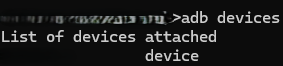 adb devices,list of devices attached,