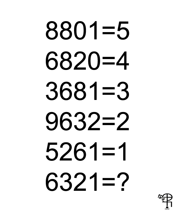 頭の体操 算数なぞなぞ 8801 5 5261 1なら6321