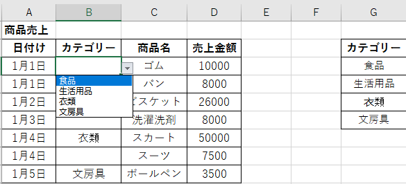 Excel(エクセル)のプルダウンを作成する