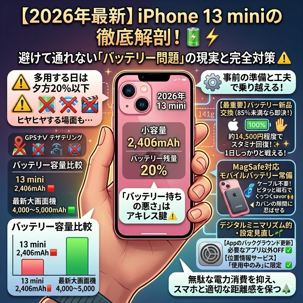 📱📱✨【2026年最新】iPhone 13 miniはまだ使える？ iOS 26対応！小型