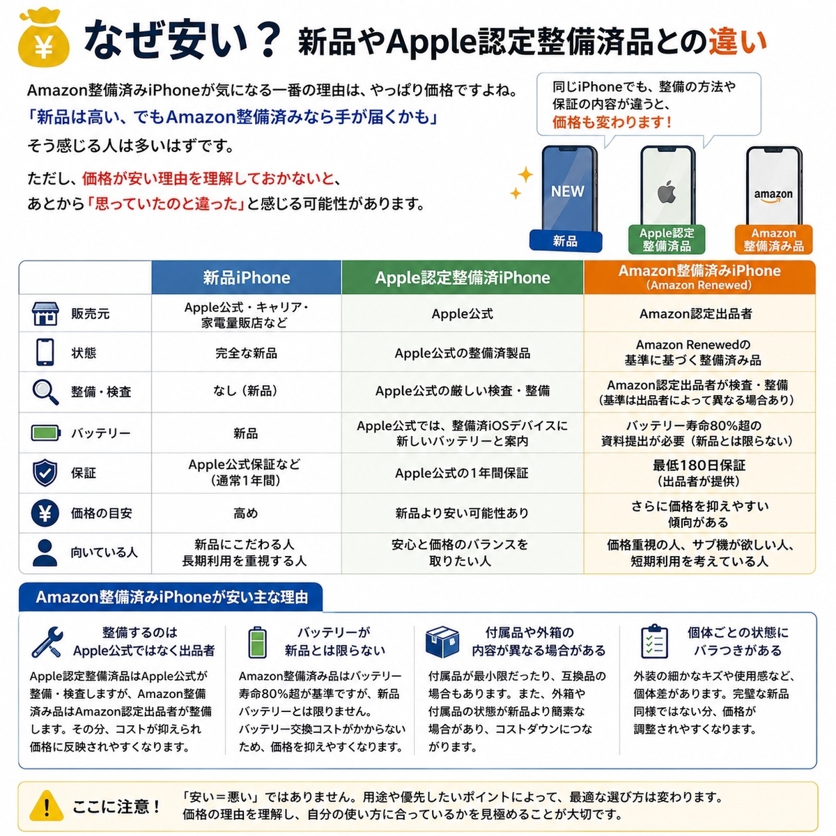 Amazon整備済みiPhoneは買って大丈夫？後悔しないための注意点