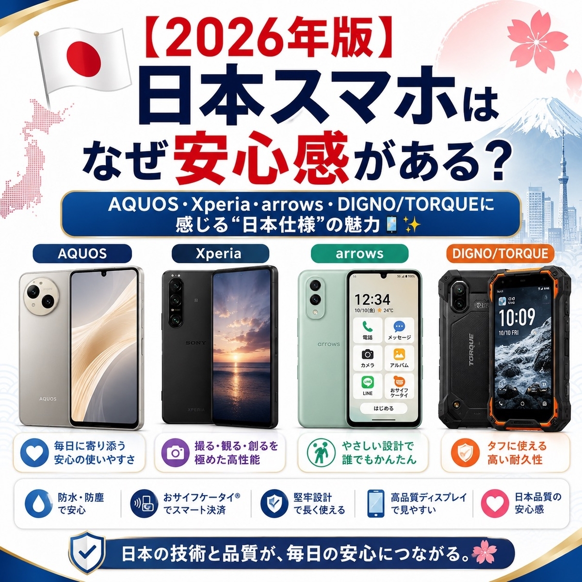 🇯🇵【2026年版】日本スマホはなぜ安心感がある？AQUOS・Xperia