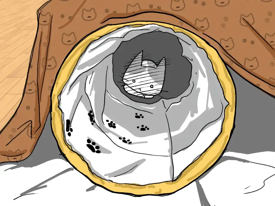 こたつに通じるトンネルの奥で潜む魁くんのイラスト