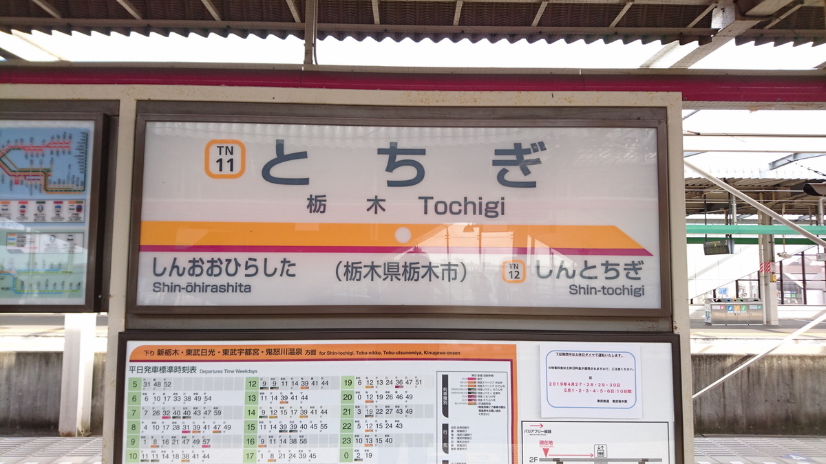 栃木駅(駅名標)