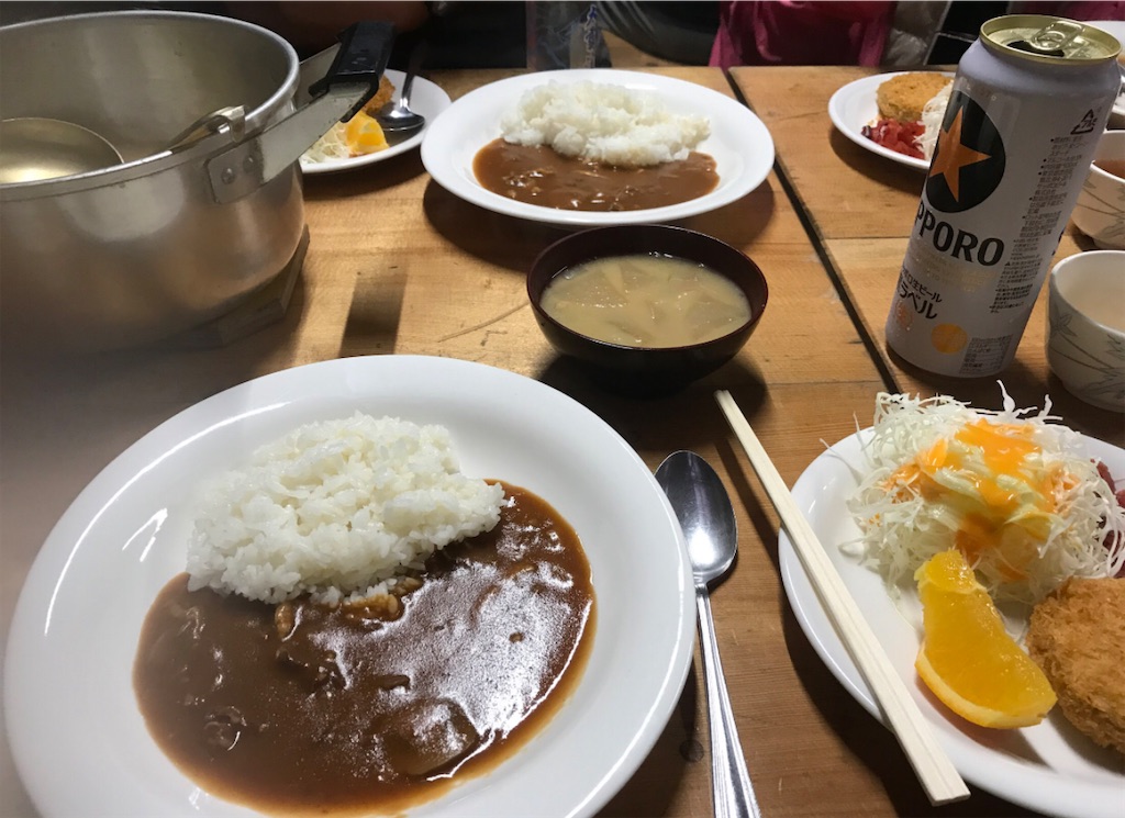 美味しいカレーの夕食。