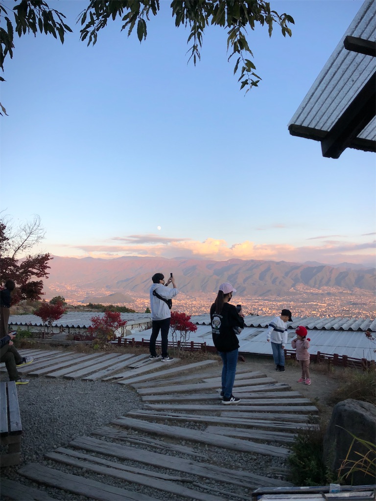 ほったらかし温泉から見える夕景。