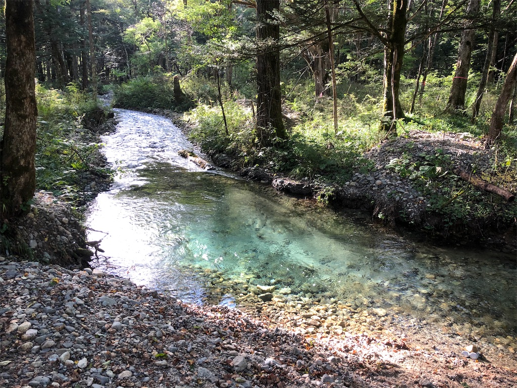 徳沢を流れる美しい小川