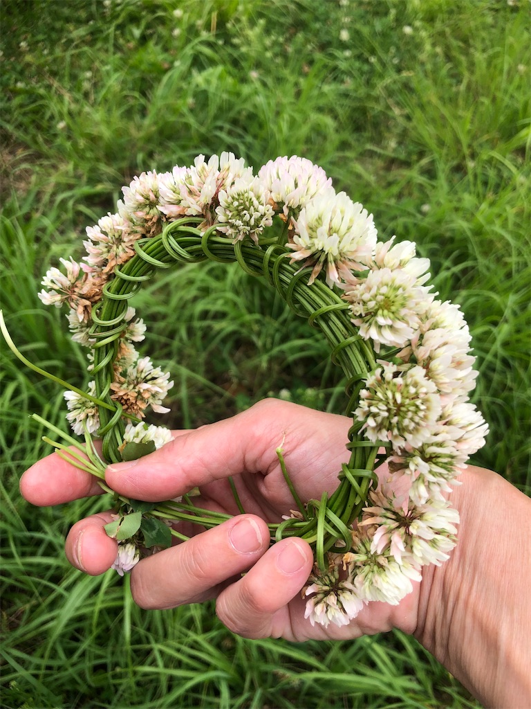 シロツメクサの花輪