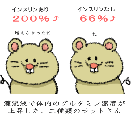 インスリンの有無における効果の差
