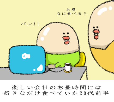 楽しい会社のお昼時間には好きなだけ食べていた20代前半
楽しい会社のお昼時間には好きなだけ食べていた20代前半