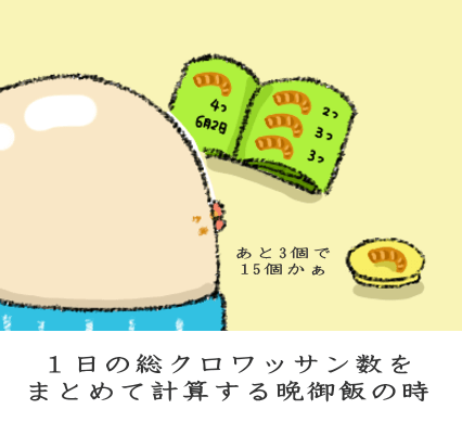 1日の総クロワッサン数をまとめて計算する晩御飯の時 1日の総クロワッサン数をまとめて計算する晩御飯の時