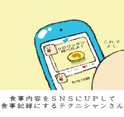 食事内容をSNSにUPして食事記録にするテクニシャンさん 食事内容をSNSにUPして食事記録にするテクニシャンさん
